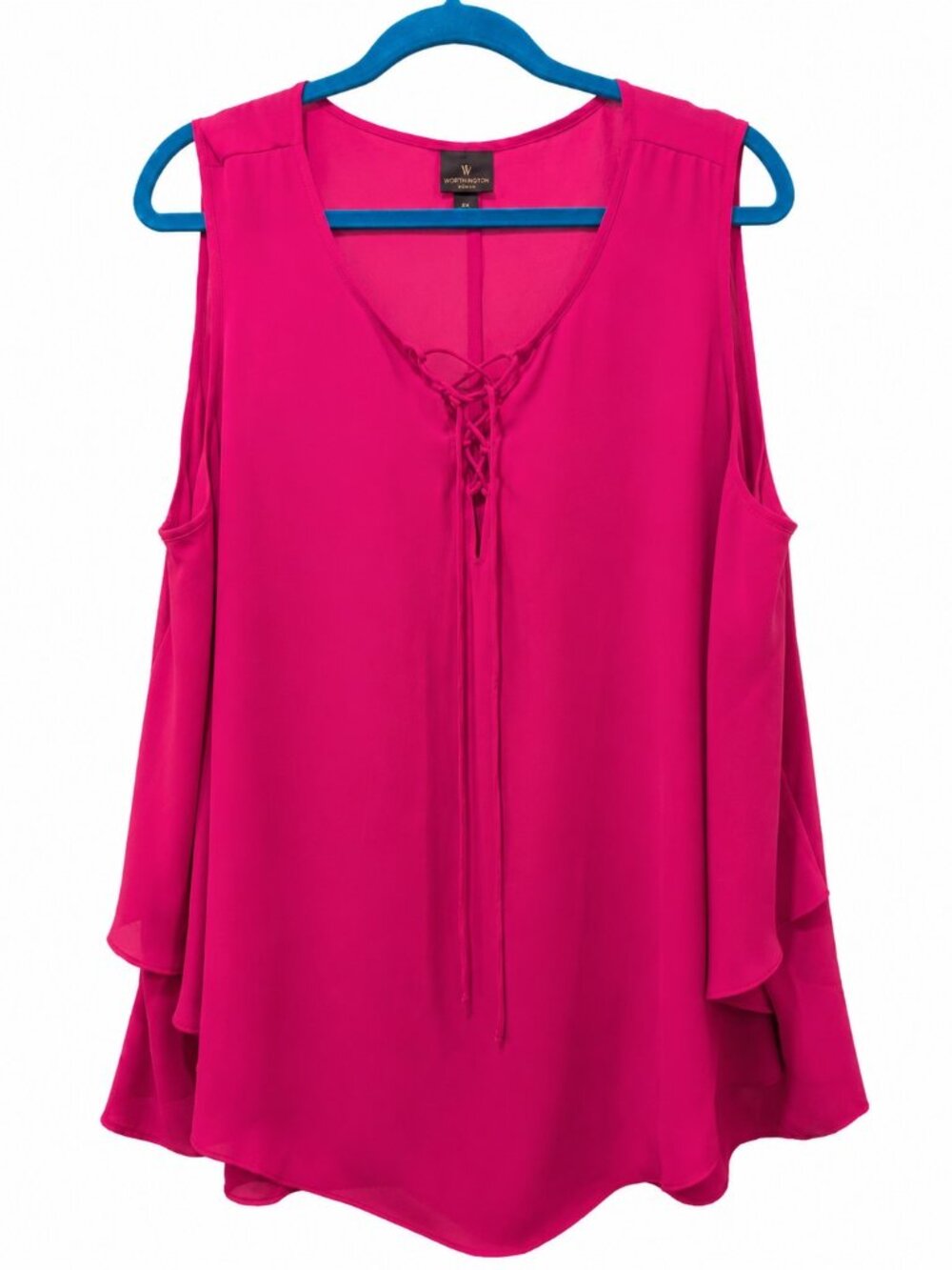 Worthington Woman Hot Pink Tie Front Sleeveless Blouse